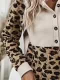 Fongt Leopard-Print Sleeve Spliced Cap Long-Sleeved Eds Coat