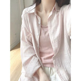 Fongt Apricot Thin Sunscreen Long-Sleeved Shirt Women's Summer Dress New Loose Thin Shirt Folded