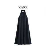 Fongt Homemade New Women's Classic Linen Hanging Neckless Dress 2731069