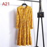 Floral Printed Chiffon Shirt Long Sleeve Bow Midi