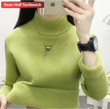 Turtleneck Sweater Winter Slim Thicken Knitwear Jumper Woman Soft Knit Pullovers Casual Plush Fleece Lined Warm Malhas