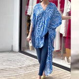 Fongt Summer New Fashion Print Niche Irregular Loose Chiffon Shirt Jacket-Outfit