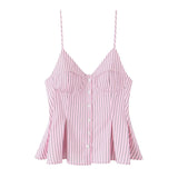 Fongt Buckle Swing 2025 Wide Short Female Vest Open Back Sexy Sling Skirt V-Neck Summer