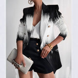 Fongt New Women's Coat Season Printing Xiaoxi Decoration Fashion Short Double Buckle Top Woman