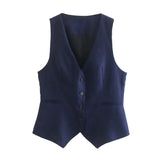 Fongt New Women's Casual Suit Vest Fashion Suit Buckle Straight Trousers Double Buckle