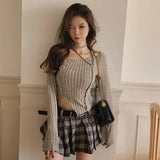 Crop Tshirts Women Spring T Shirt Sexy Vintage Long Sleeve SlimChic Streetwear Female Tee Korean Style-Outfit