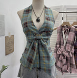 Fongt New Bow Design V-Neck Sexy Hanging Neck Sling Vest Sleeveless Top 9237