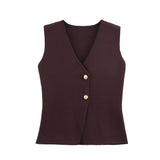Fongt Women's New Button Knitted Vest Skirt 4192015 4192016