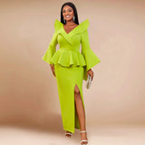 Fongt Evening Dress Party Horn Sleeve Dress Evening Dress