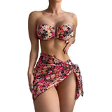 Fongt Swimsuit Female Split Metal U Bikini BIKINI Three-Piece Print