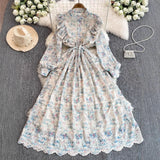 Fongt Court-Style Long Dress With Heavy Embroidered Lace Dress Elegant