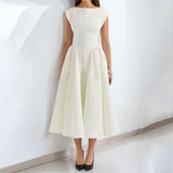Fongt 2025 French Pure Fashion Elegant Waist Thin Sleeveless Back Hollow Dress