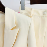 QUALITY Newest 2023 Designer Runway Set Women's Star Style Single Button Color Block Blazer Flare Pants