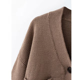 Women Fashion Single Breasted Knitted Cardigan Sweater Vintage Long Sleeve Loose Female Outerwear Chic