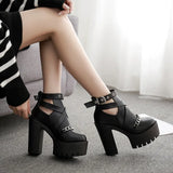 thick heel high heel thick sole cool boots-Outfit