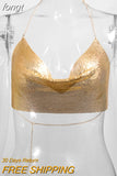 Metal Metallic Crop Top Women Beach Halter Corset Tops Glitter Backless Party Club Tank Top Clothes Top Camisole