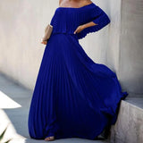 Fongt Summer New Women's Chiffon Solid Dress Sexy Shoulder Wrapped Chest Pressed Temperamental Party