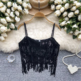 Fongt Sling Vest Female Dance Performance Costume Pure Hot Girl Breasts Glitter Umbilly Umbilly Chic Tops