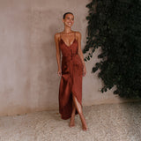 Fongt Spring And Summer Women's New Fashion Solid Color Suspension French High-End Dresses