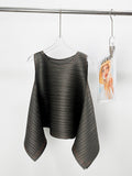 Fongt Folded Women's Summer Solid Color Top Sleeker-Less Collar Fashion Loose Daily Simple Wear Commuting Vest