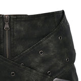 Fongt Spring New Personalized Super Large Metal Buckle Cross Retro Washing Pu Leather Skirt 1670