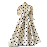 Fongt Dress Female High-End Light Luxury Famous Bubble Bubble Sleeve Dress Design Feel Waist Strap Fluffy French Dress