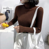 Autumn New Slim Long Sleeve Jumper Women Turtleneck Knitted Pullover Winter Sweater Women Soft Warm Sweater Pull Femme