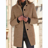 Fongt Autumn And Winter Retro Button-Collar Hair Coat Women's Clothing