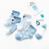 5 Pairs/lot 1 to 12 Yrs Cotton Children's Socks Stereo Animals Summer Thin Kids' Mesh Socks Cute Girls Boys