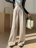 Chinese Style Wide-Legged Trousers 2024 New Spring And Autumn Style Straight Tube Pear-Shaped Satin Small Foreign Style Casual Pants-Outfit