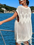 Fongt Beach Hoodie Hollow Knitted Loose Esui Seaside Resort Swimwear Shirt Woman