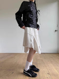 Simple White Skirt for Women Spring Irregular Mid-length Tassel Skirts Y2k E-Girl High Waist A-line Faldas Mujer-Outfit