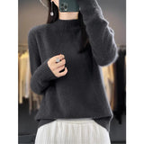 Fongt And Winter Yang Sweater Knitted Jersey Outside Wearing Lazy Wind Senior Women's Half-High Collar Sweater