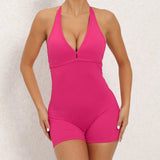 Fongt Peach Hip Jumpsuit Air Beauty Back Yoga Pants Female High Bullet One-Piece Fitness Suit Female-Outfit