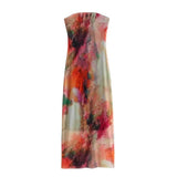 Fongt Women's Clothing 2025 Spring New Fashion Temperament Print Net Embossed Fan Flute Dress