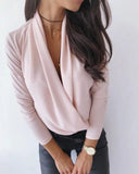 Sleeve Deep V-neck Shirt
