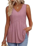 Fongt New Women's Vest Flowing Lotus Leaf Side Top Women's Elegant Sleeveless V-Neck Doll Vest