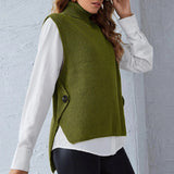 Fongt Women's Vest Pure Color Knit Turleneck Pullover Sleeveless Sweater