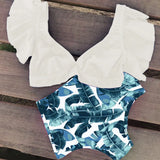 Broken Flower Vintage High Waist Bikini 2025 New Sexy Leaf Side Vest Deep V