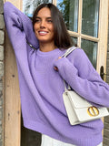 Elegant Knitted Women Sweater Pullover Autumn Green Crew Neck Long Sleeve Female Sweaters Fashion Solid Simple Lady