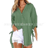 Fongt / Summer 2024 Women's New Linen Cotton Linen Shirt Irregular Cardigan