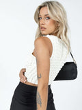 Top White Crop Top Women O Neck Stunning Stacked Corset Top Solid Skinny Basic Camisoles Sleeveless Streetwear Y2K