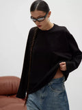 Fongt Fine Comb Cotton Solid Long-Sleeved T-Shirt Women Hot Loose Leisure Collar Top High Quality