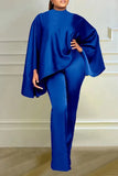 New Solid Color Bat Sleeves Loose Top Slim Fit Pants Two Piece Fashion Winter Elastic Cape Set-Outfit