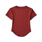 Trendy Women's Basic Short-Sleeved T-Shirt Summer Spicy Girls Small Round Collar Short Style Thin Tight Blouse-Outfit