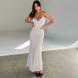 Fongt Lace Splicing Perspective Dress Body Solid Color Dew Back Sexy Dress Woman