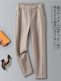 Cloth Women's Pants Herringbone High-waisted Warm Harem Pants 2023 Autumn/Winter New Loose Thickened Woolen Black