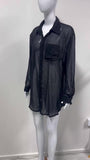 Women's Wear Popular Fashion Long-Sleeved Thin Lapel Sequined Shirt Leisure Shirt-Outfit