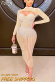Beautiful Mock Neck Crystal Midi Dress Womens Sparkle Black Mesh Rhinestone Party Dress Birthday Outfits Sexy