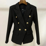 QUALITY Newest 2023 Baroque Designer Blazer Jacket Women's Classic Metal Lion Buttons Double Breasted Slim Fitting